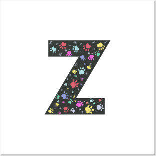 Z letter with colorful paw print Posters and Art